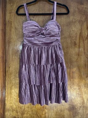 Honey and Rosie Pleated Mini Dress in Dusty Mauve
